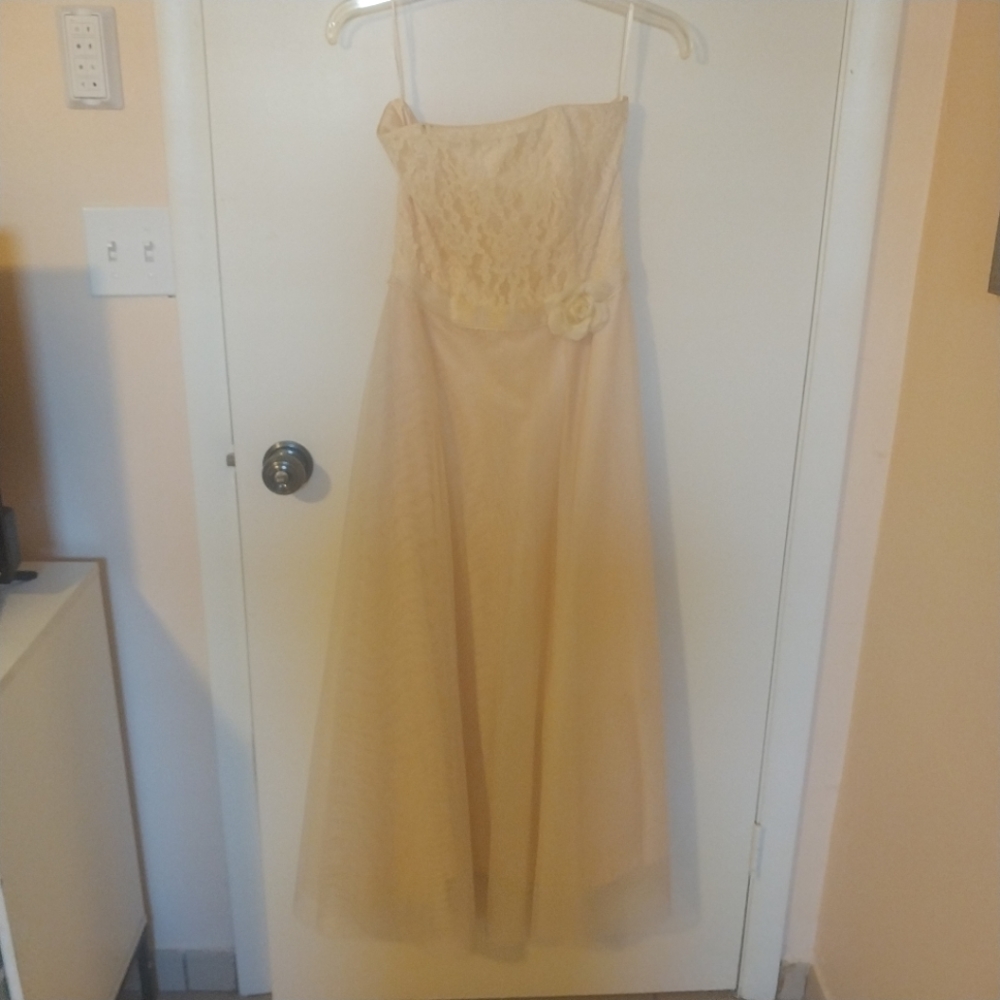 Light peach dress.